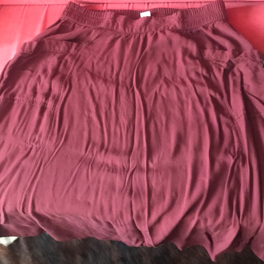 Burgundy Midi Skirt